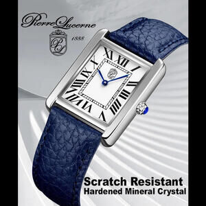 Pierre Lucerne 1888 Swiss Vermeil‎ Inspired Tank Watch Blue